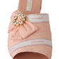 Dolce & Gabbana Crystal Embellished Silk Slides in Pink