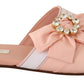 Dolce & Gabbana Crystal Embellished Silk Slides in Pink