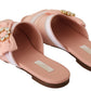 Dolce & Gabbana Crystal Embellished Silk Slides in Pink