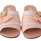 Dolce & Gabbana Crystal Embellished Silk Slides in Pink