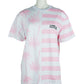 Comme Des Fuckdown Chic Pink Striped Cotton Tee with Palm Motif