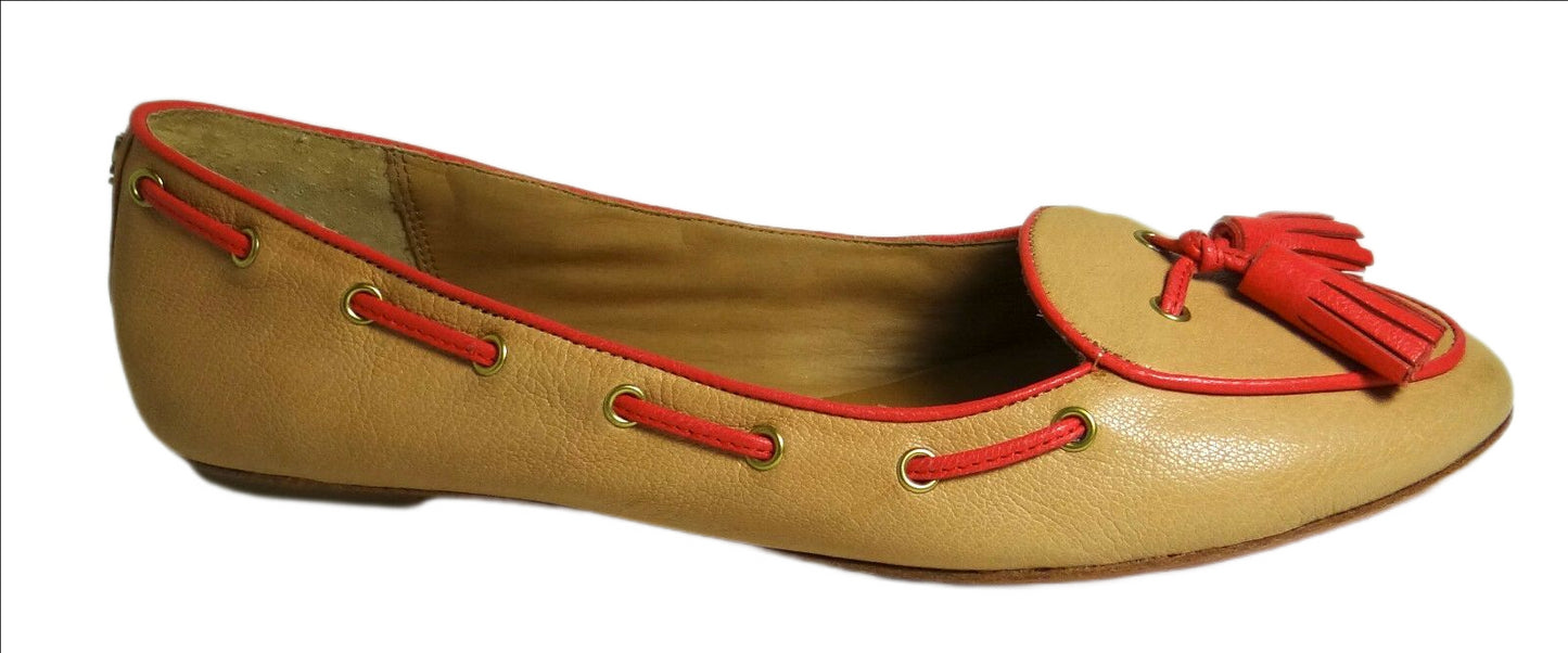 COACH Manika Soft Tan Leather Flat Shoes