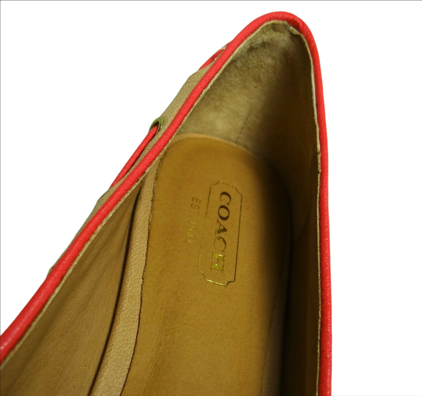 COACH Manika Soft Tan Leather Flat Shoes