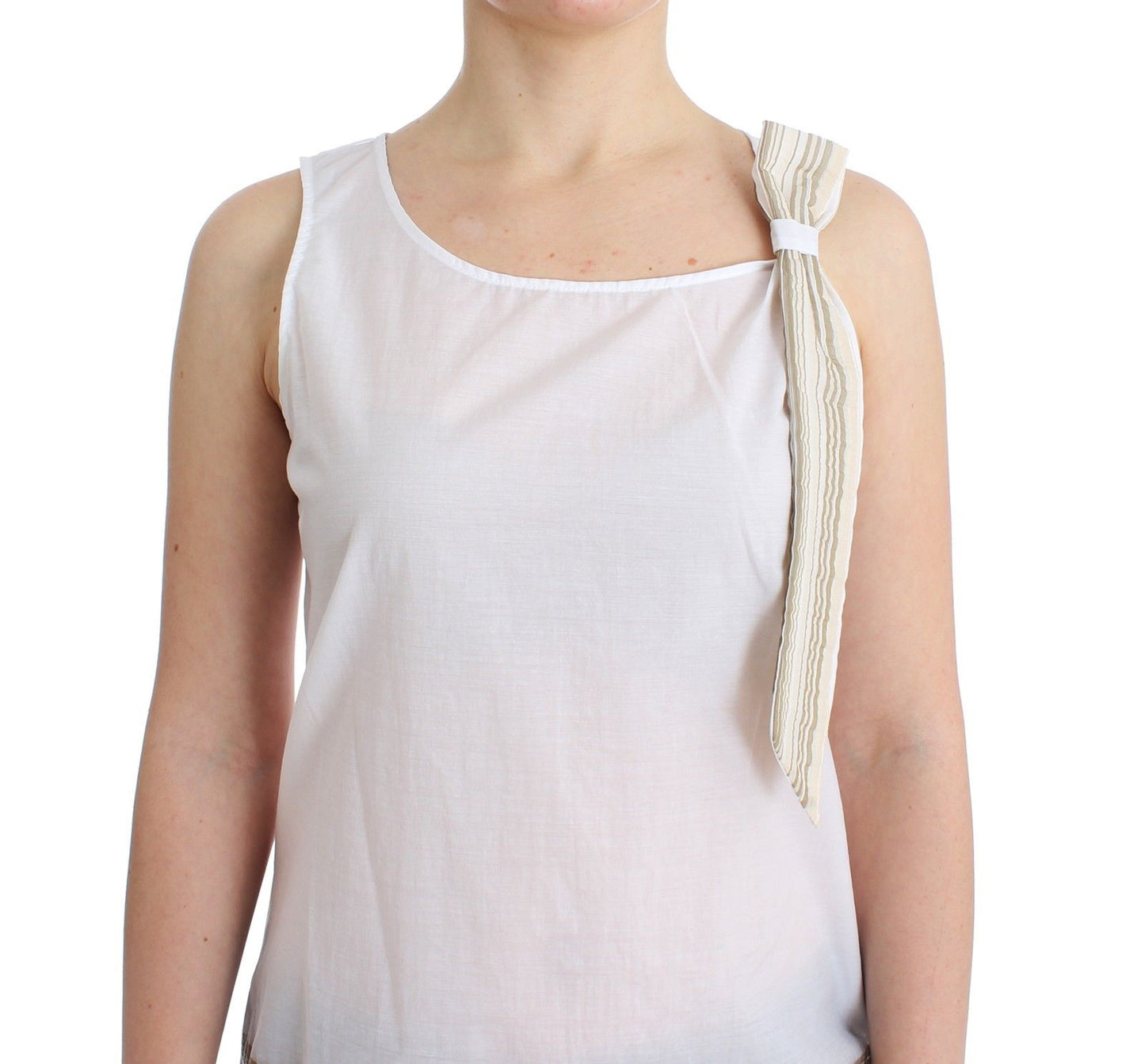 Ermanno Scervino Elegant White Bow-Detailed Sleeveless Top