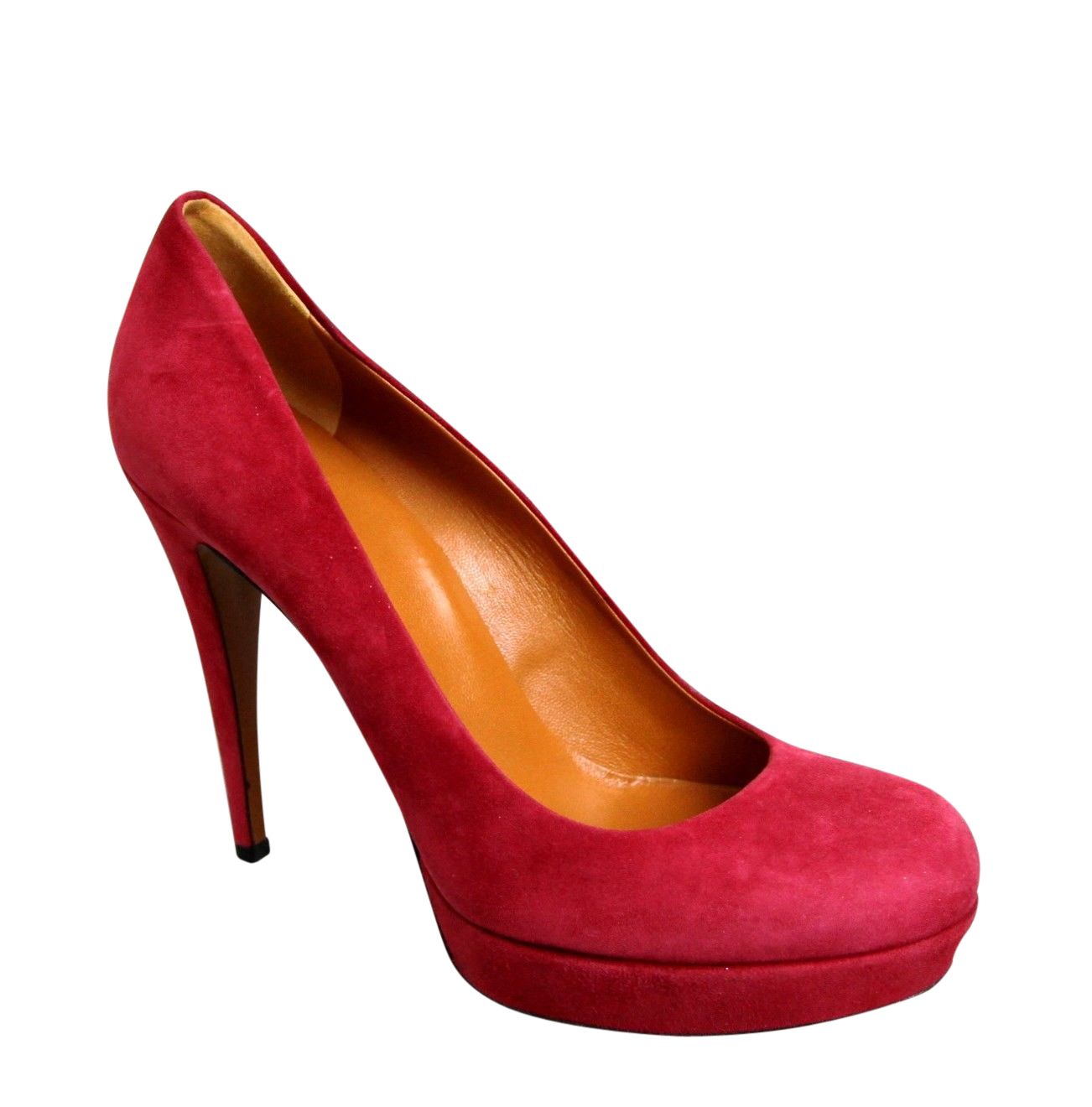 Gucci Women's Raspberry Suede Platform Pump Shoes