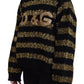 Dolce & Gabbana Elegant Black and Gold Crystal Sweater