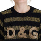 Dolce & Gabbana Elegant Black and Gold Crystal Sweater