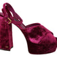 Dolce & Gabbana Sumptuous Velvet Platform Sandals in Pink