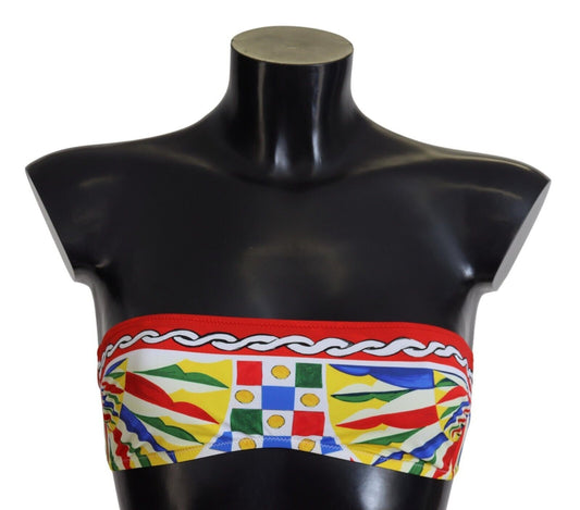 Dolce & Gabbana Multicolor Sicilian Carretto Print Bikini Top