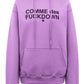 Comme Des Fuckdown Purple Cotton Hooded Sweatshirt with Logo Print