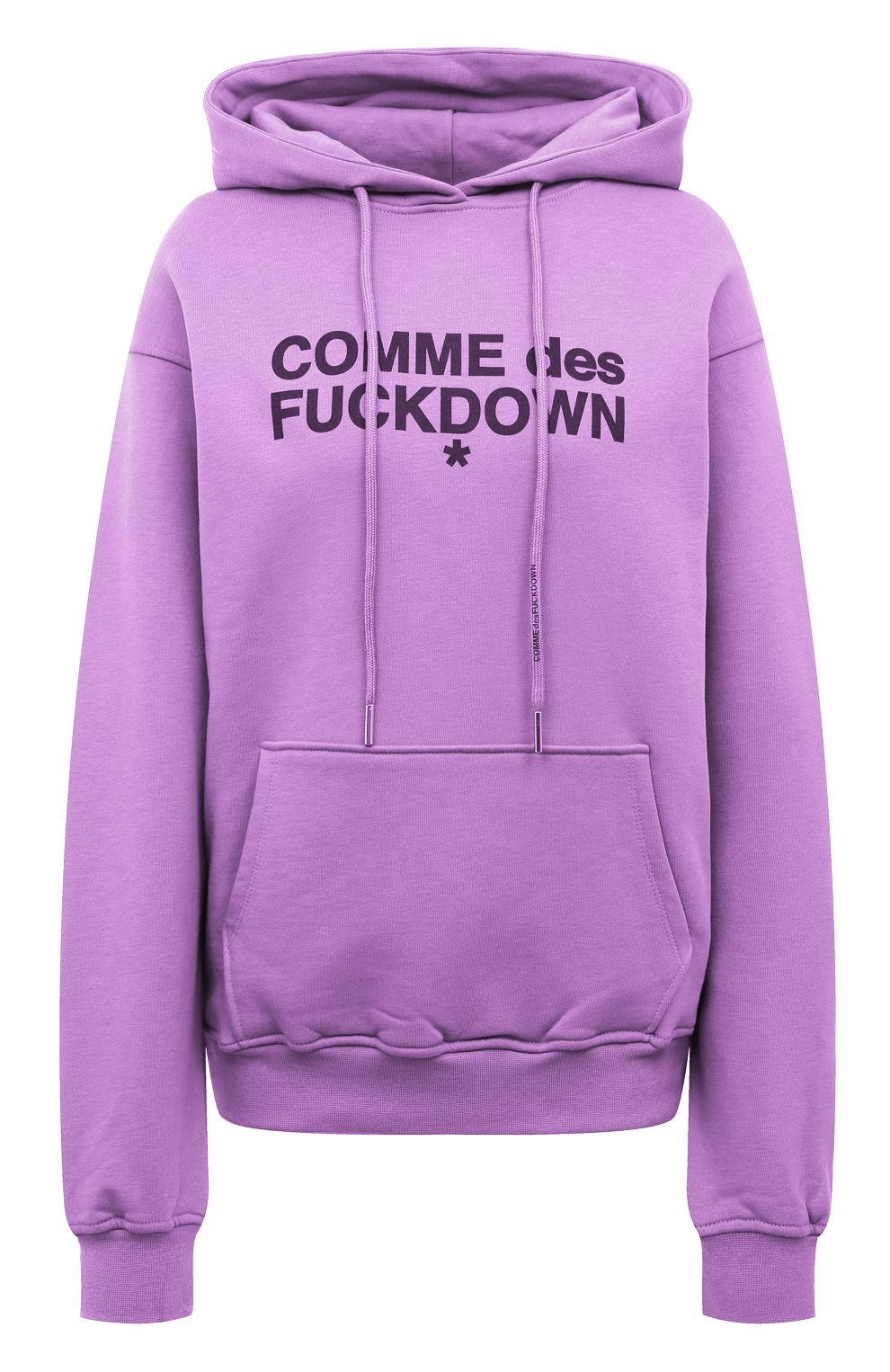 Comme Des Fuckdown Purple Cotton Hooded Sweatshirt with Logo Print