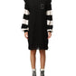 Gaelle Elegant Black Knit Dress with Lace Flounce