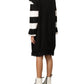 Gaelle Elegant Black Knit Dress with Lace Flounce