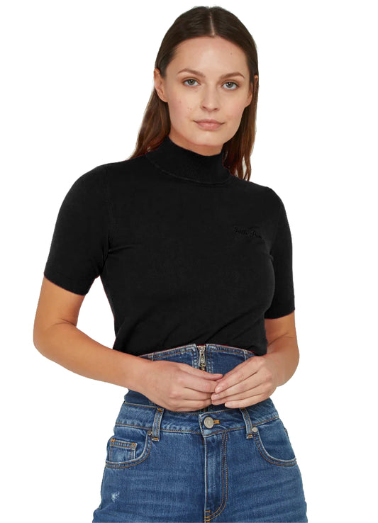 Gaelle Elegant Turtleneck Sweater with Embroidered Logo