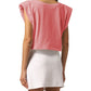 Gaelle Chic Jersey Tee with Shoulder Pads & Front Logo