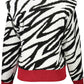 Gaelle Zebra Chic Acrylic Blend Sweater With Red Trims