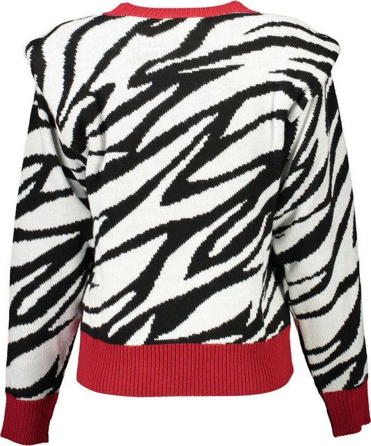 Gaelle Zebra Chic Acrylic Blend Sweater With Red Trims