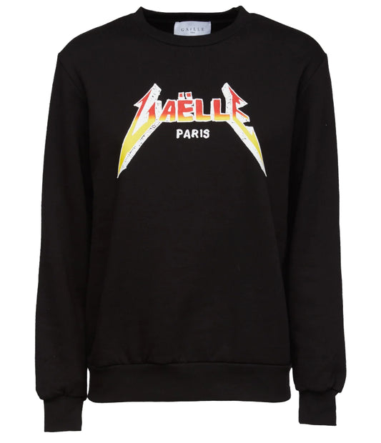 Gaelle Metal Band Logo Cotton Crewneck Sweatshirt