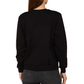 Gaelle Elegant Black Crewneck Sweatshirt with Floral Accent