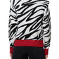 Gaelle Zebra Chic Acrylic Blend Sweater With Red Trims