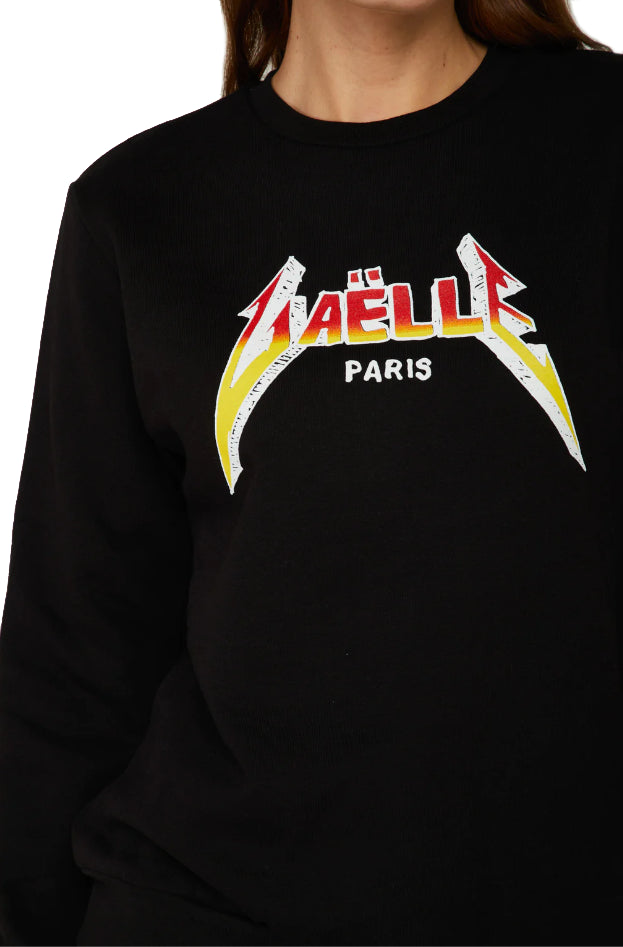 Gaelle Metal Band Logo Cotton Crewneck Sweatshirt