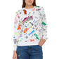 Gaelle Chic Multicolor Print Cotton Crewneck Sweater