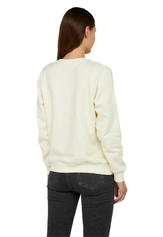 Gaelle Chic White Crewneck Metal Logo Sweatshirt