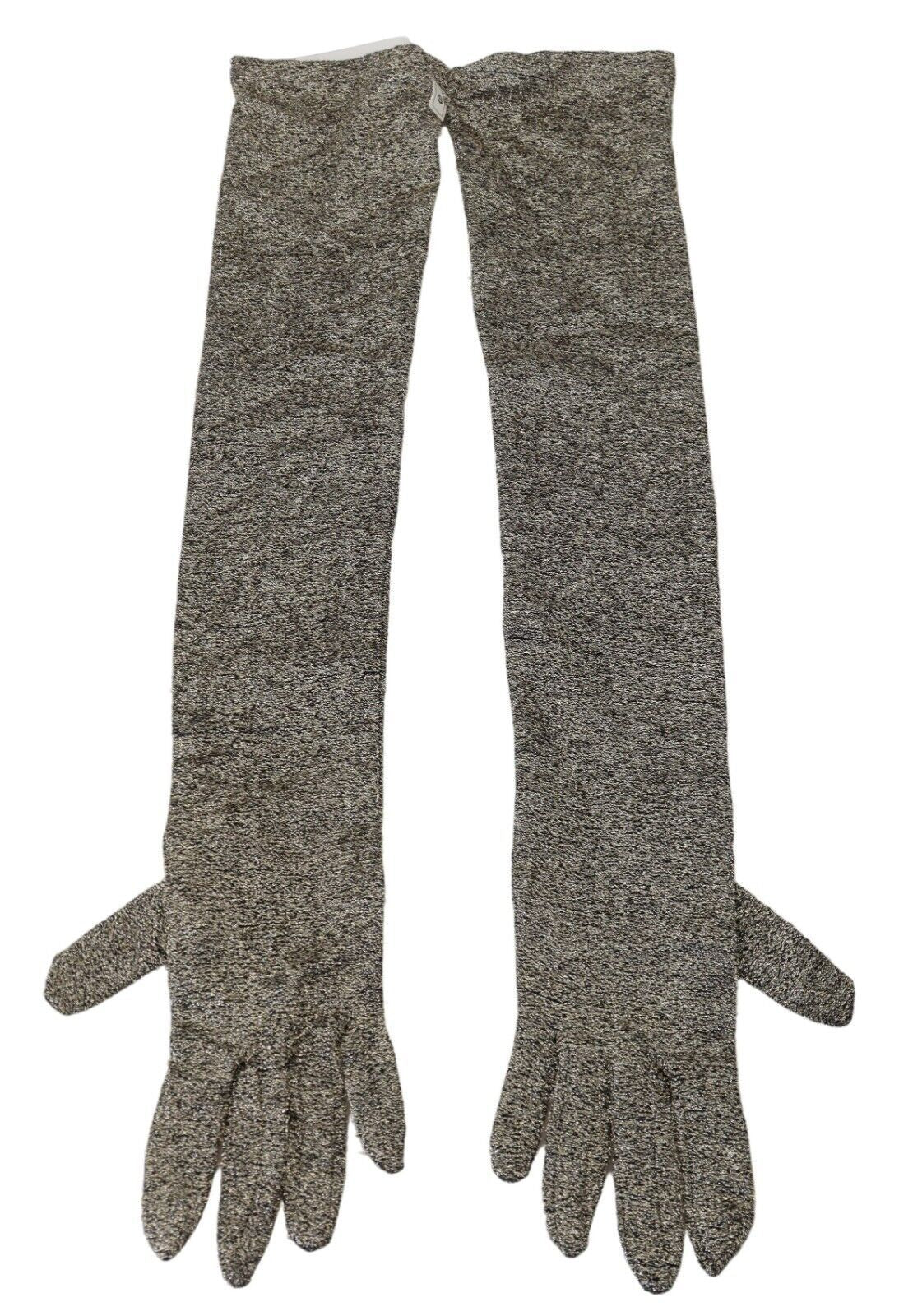 Dries Van Noten Elegant Silver Silk Elbow Length Gloves