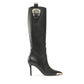 Versace Jeans Elegant Knee-High Stiletto Boots with Baroque Buckle