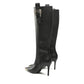 Versace Jeans Elegant Knee-High Stiletto Boots with Baroque Buckle