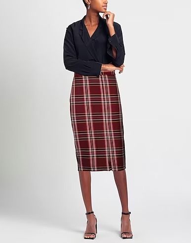 Liu Jo Chic Plaid Belted Midi Sheath Skirt