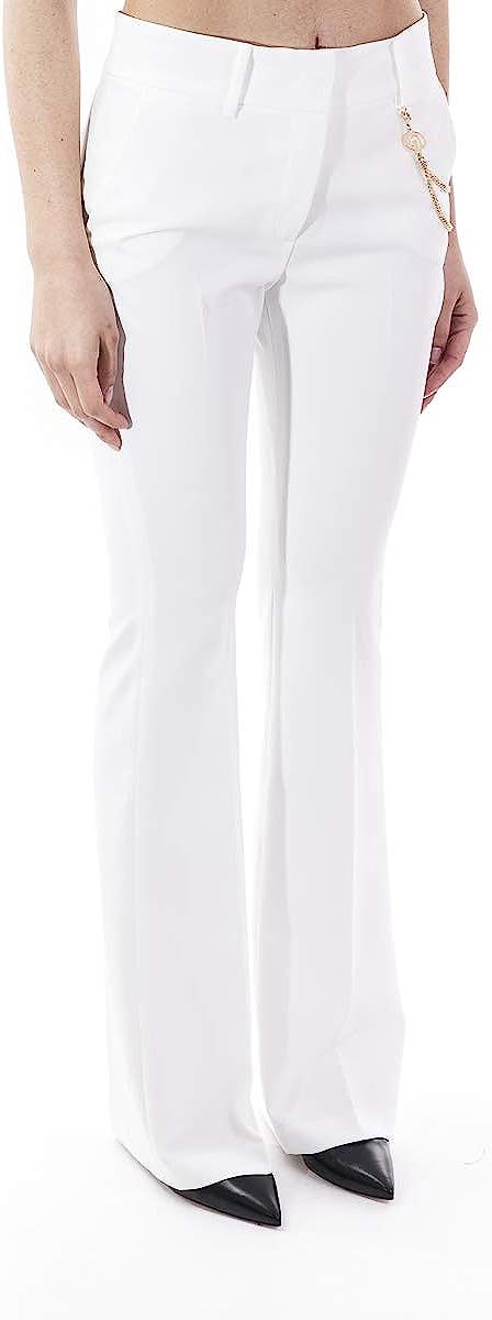 Liu Jo Chic White Flared Pants with Gold Chain Accent