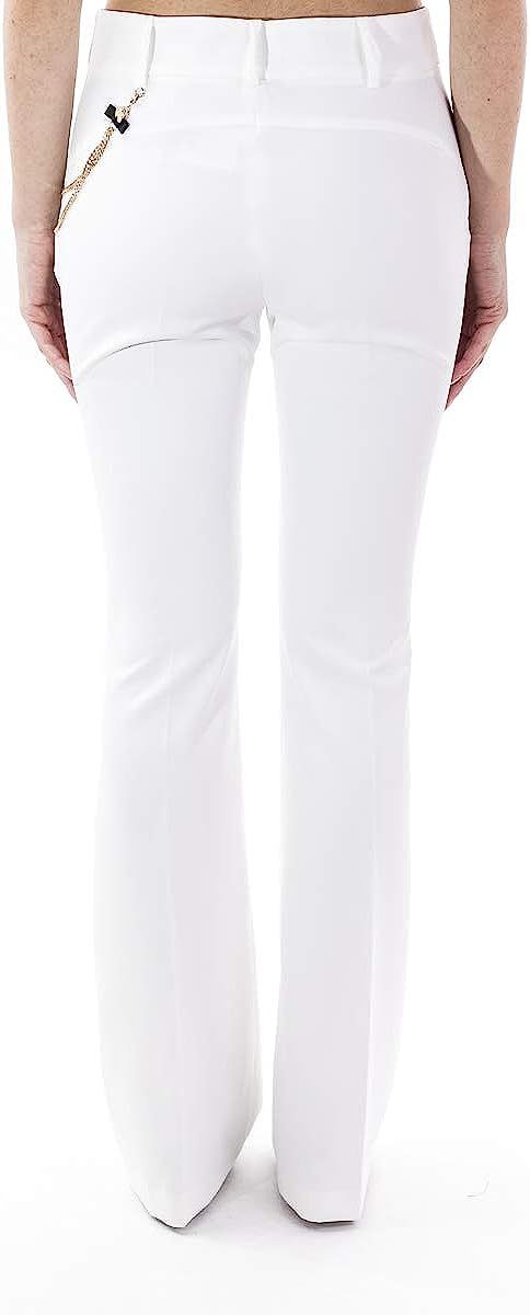 Liu Jo Chic White Flared Pants with Gold Chain Accent