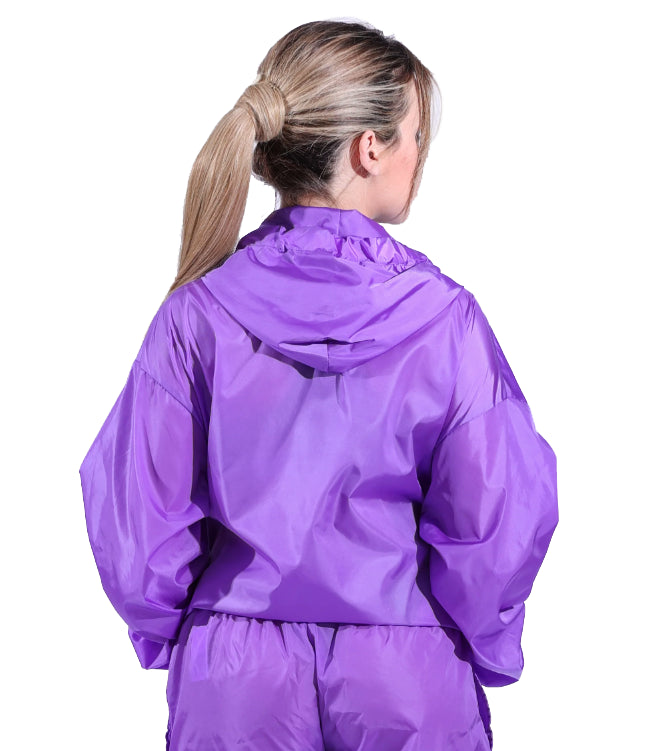 Comme Des Fuckdown Chic Purple Nylon Rain Jacket with Hood