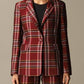 Liu Jo Plaid Jewel Button Blazer - A Chic Red Statement