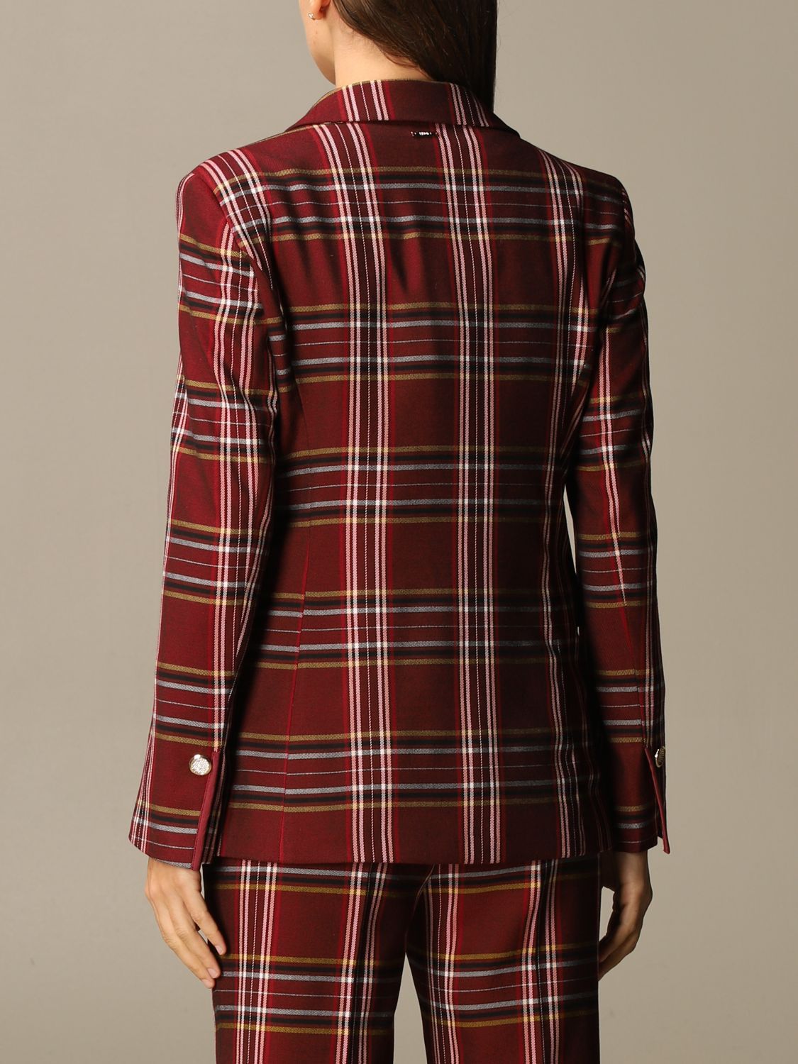 Liu Jo Plaid Jewel Button Blazer - A Chic Red Statement