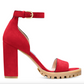 Stuart Weitzman Chic Suede Lug Sole Winona Sandals in Red