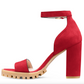 Stuart Weitzman Chic Suede Lug Sole Winona Sandals in Red