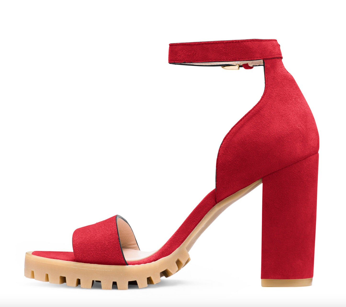 Stuart Weitzman Chic Suede Lug Sole Winona Sandals in Red