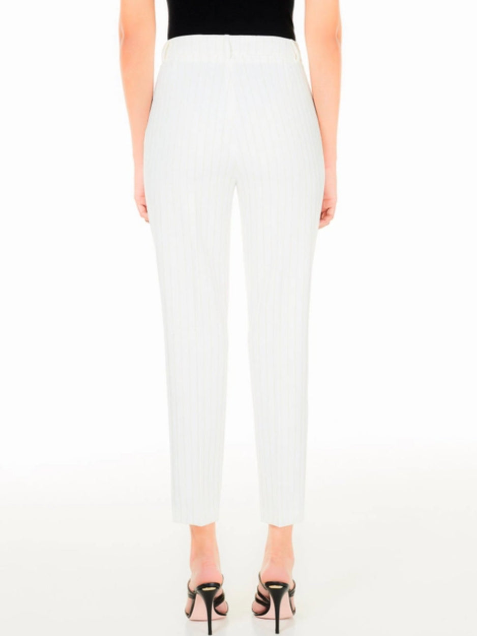 Liu Jo Chic White Striped Pants with Golden Accents