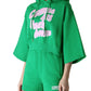 Comme Des Fuckdown Chic Hooded Short Sleeve Green Sweatshirt