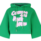 Comme Des Fuckdown Chic Hooded Short Sleeve Green Sweatshirt