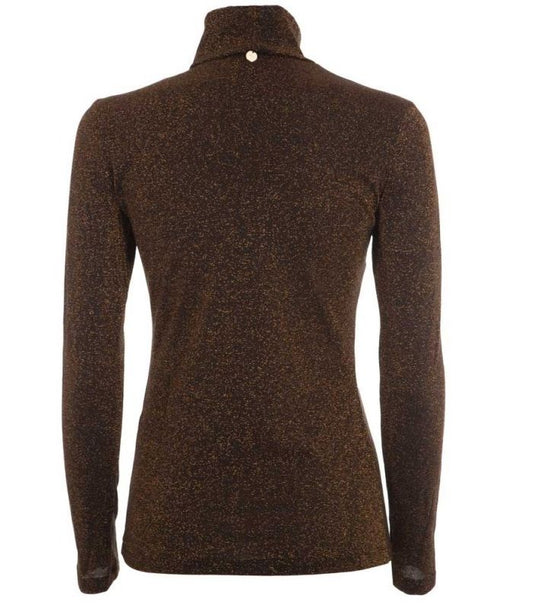 Liu Jo Luxe Brown Lurex Turtleneck Sweater