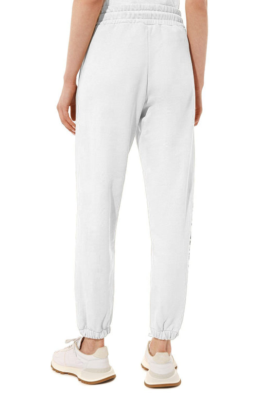 Comme Des Fuckdown Chic White Logo Print Stretch Sweatpants