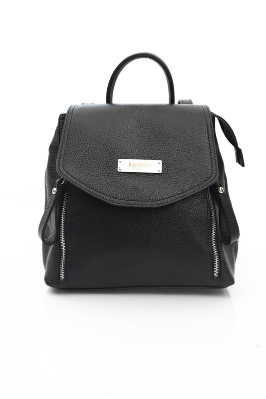 Baldinini Trend Black Leather Women Backpack