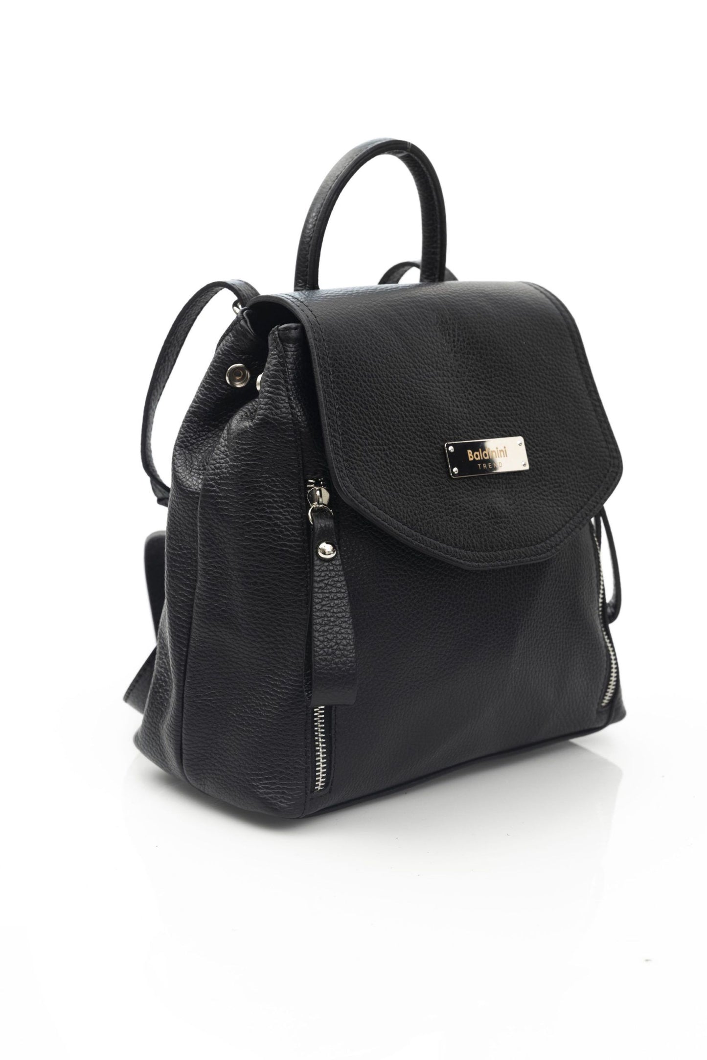 Baldinini Trend Black Leather Women Backpack