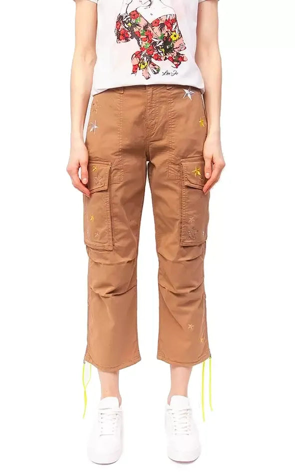 Liu Jo Star-Embellished Cotton Cargo Pants