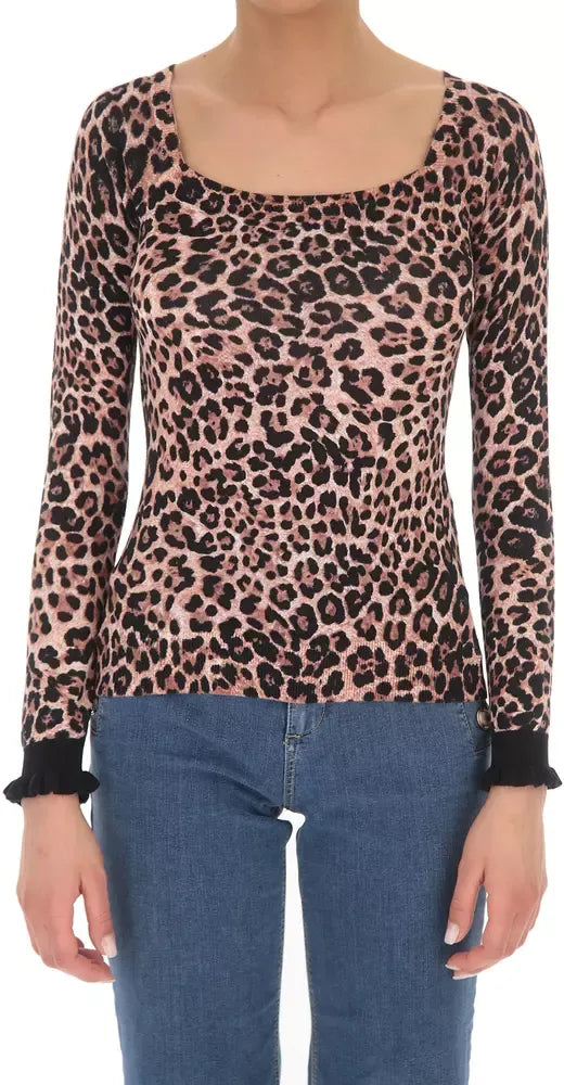 Liu Jo Leopard Charm Wide Neck Sweater