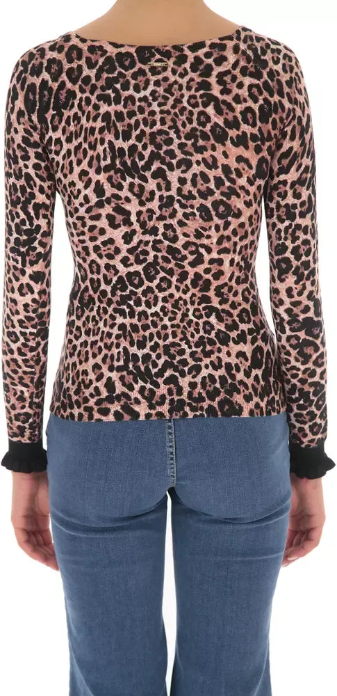 Liu Jo Leopard Charm Wide Neck Sweater