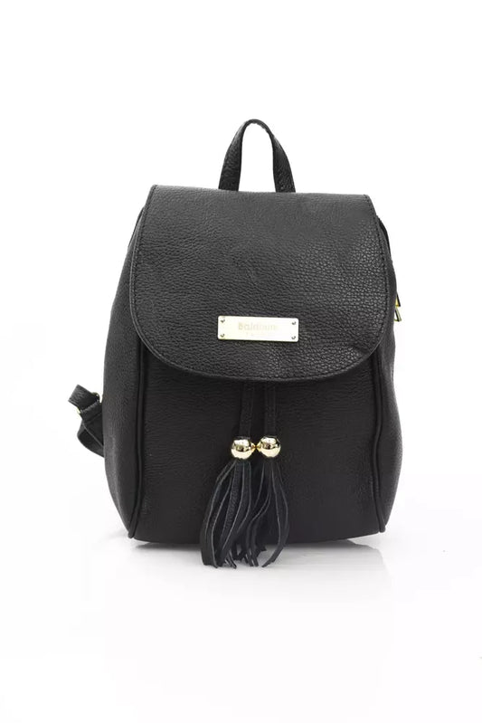 Baldinini Trend Black Cow Leather Women Backpack